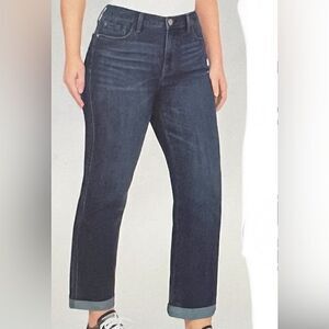 New! Seven 7 Weekend Boyfriend Felax Fit Easy Wear Dark Blue Denim Jeans Sz 14
